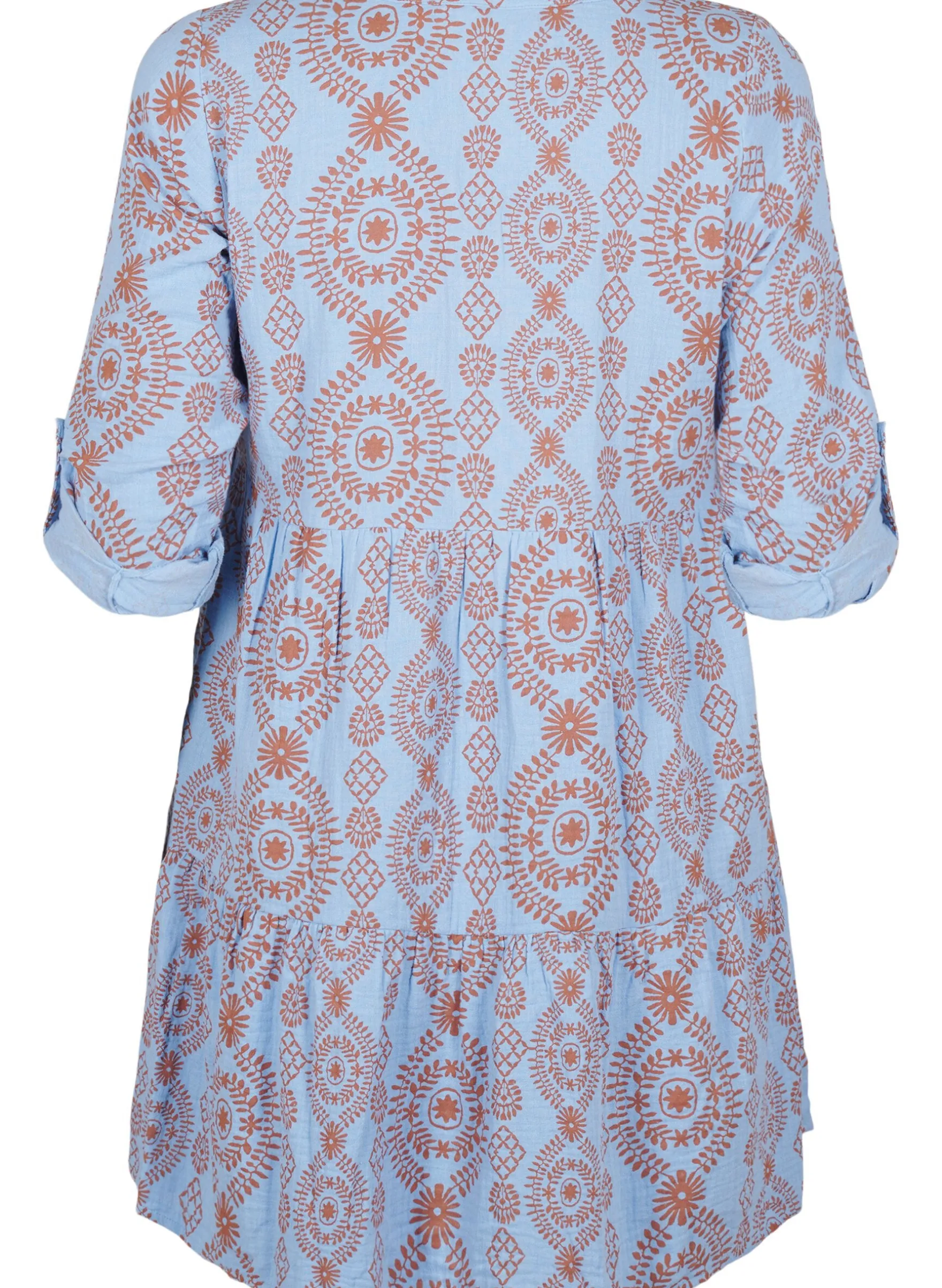 Kurzes Kleid aus gemustertem Baumwoll-Musselin