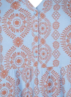 Kurzes Kleid aus gemustertem Baumwoll-Musselin
