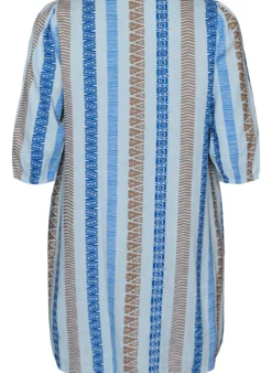 Kurzes Kleid aus Leinen und Viskose mit 3/4-Ärmeln