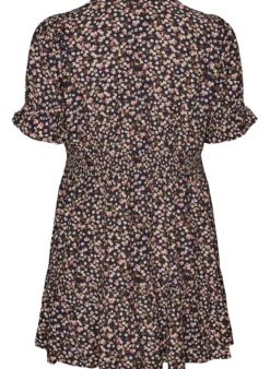 Kurzes Kleid aus Viskose mit Rüschendetails
