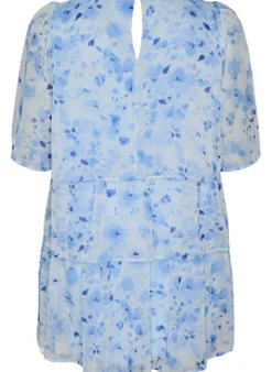 Kurzes Kleid in Chiffon-Optik mit Blumenprint und Volantlagen