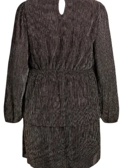 Kurzes Kleid mit Glitzerstreifen und langen Ärmeln