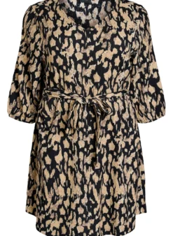 Kurzes Kleid mit 3/4-Ärmeln und Muster