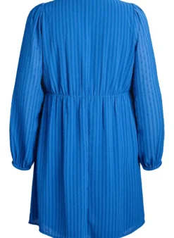 Kurzes Kleid mit Ton-in-Ton-Streifen und texturierten Punkten