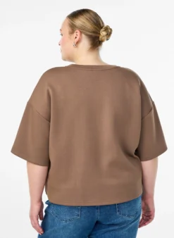 Kurzes Loose-Fit T-Shirt aus Modal-Mix