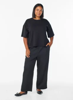 Kurzes Loose-Fit T-Shirt aus Modal-Mix