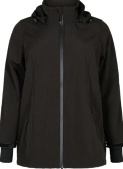 Kurze Softshell-Jacke mit abnehmbarer Kapuze