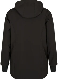 Kurze Softshell-Jacke mit abnehmbarer Kapuze