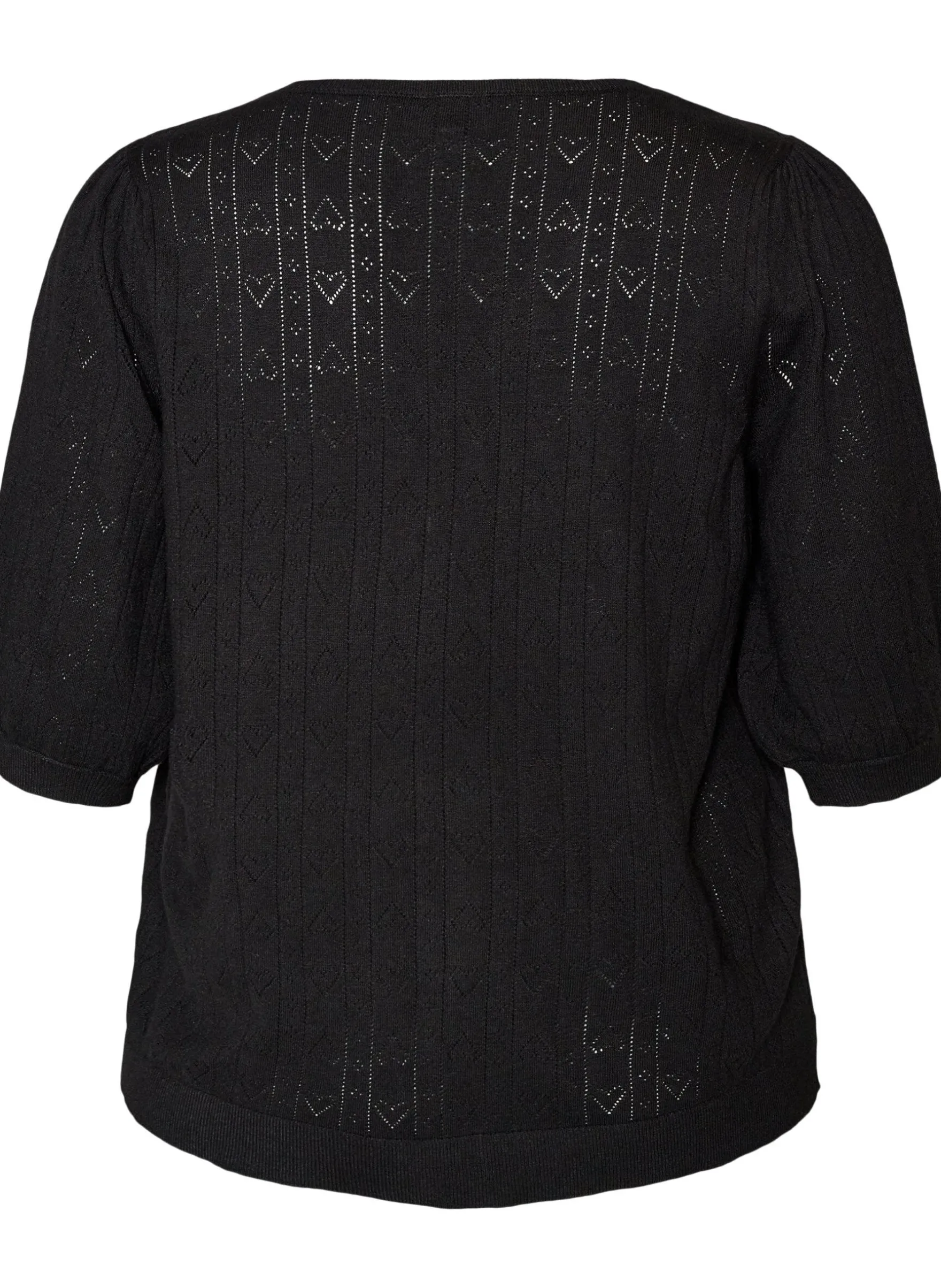 Kurzärmelige Bluse aus Strick mit Pointelle-Muster