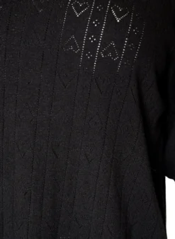 Kurzärmelige Bluse aus Strick mit Pointelle-Muster