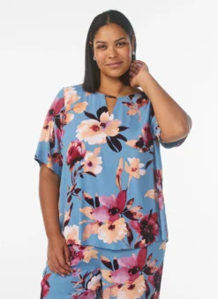 Kurzärmelige Bluse aus Viskose mit Print