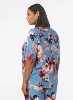 Kurzärmelige Bluse aus Viskose mit Print