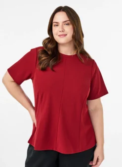 Kurzärmelige Bluse mit formgebenden Abnähern