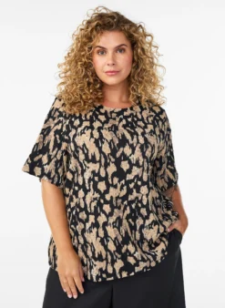 Kurzärmelige Bluse mit Muster