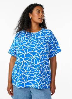 Kurzärmelige Bluse mit Rundhalsausschnitt