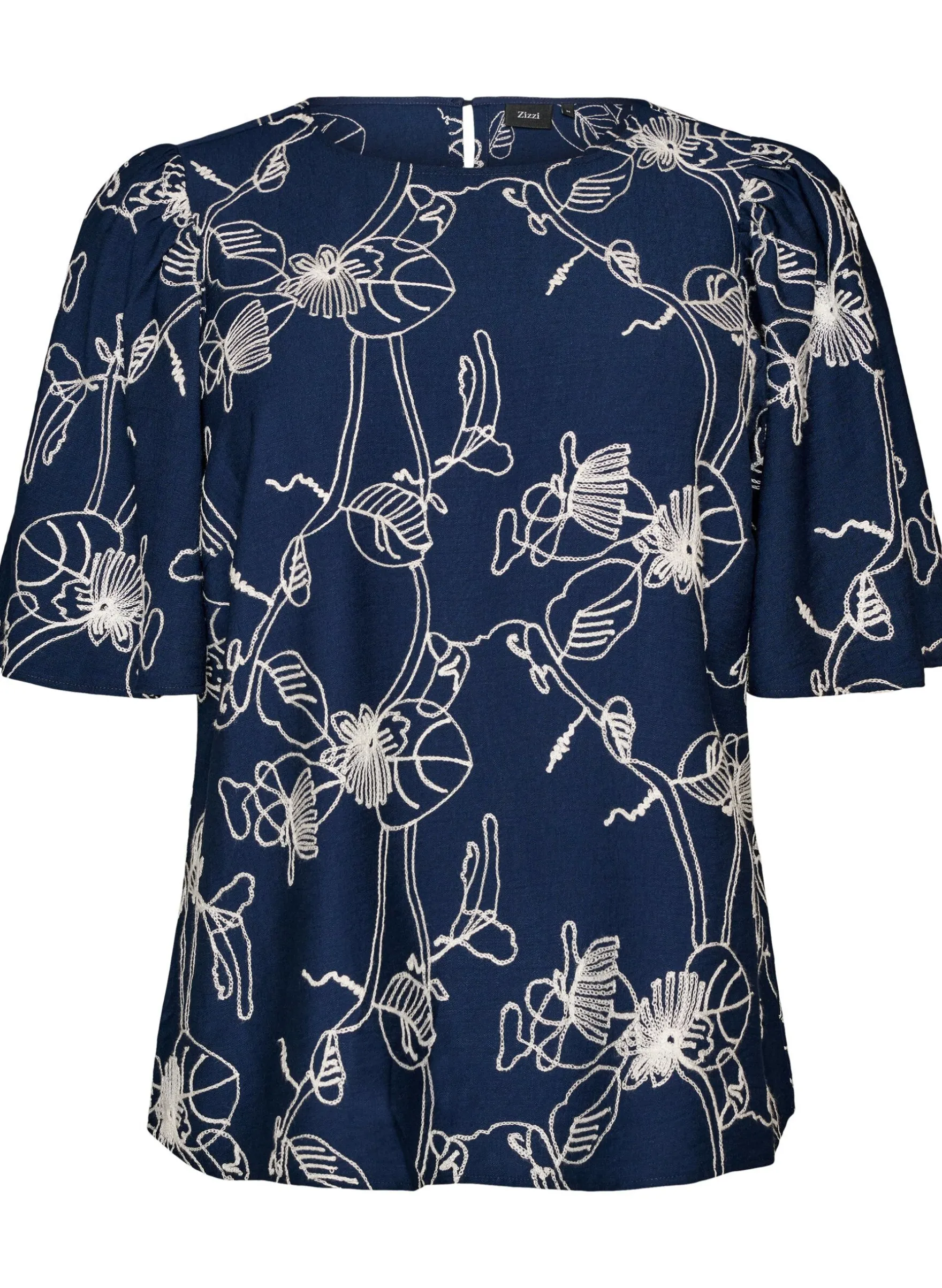 Kurzärmelige Bluse mit Stickmuster