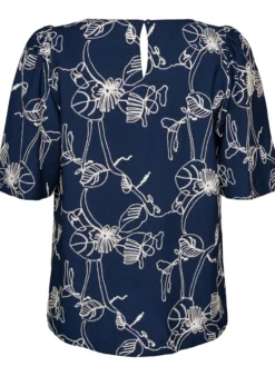 Kurzärmelige Bluse mit Stickmuster
