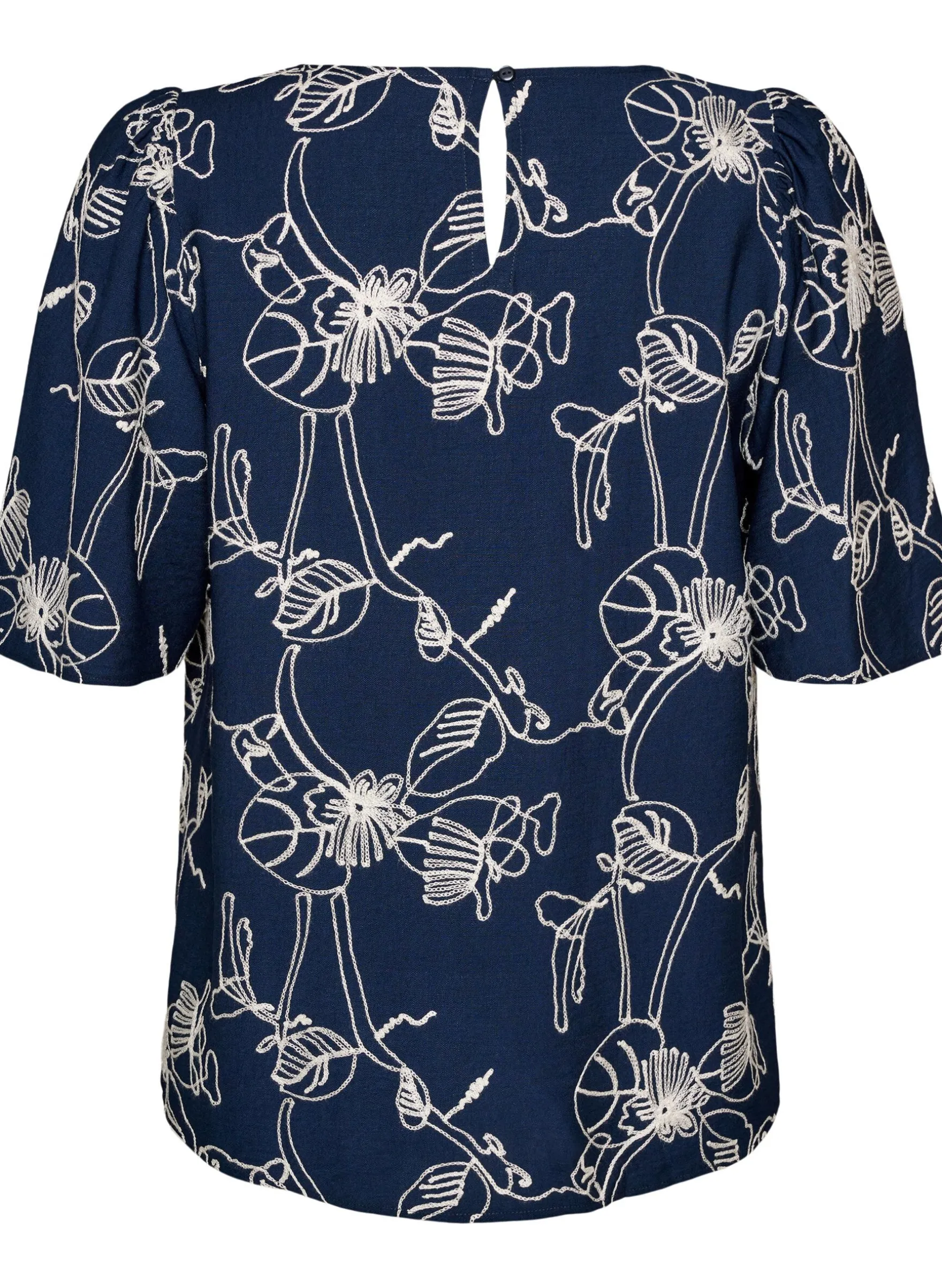 Kurzärmelige Bluse mit Stickmuster
