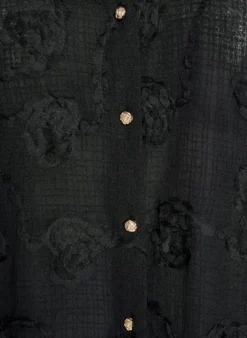 Kurzärmelige Hemdbluse mit 3D-Blumeneffekt