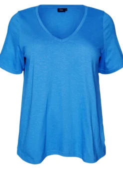 Kurzärmeliges Basic T-Shirt mit V-Ausschnitt