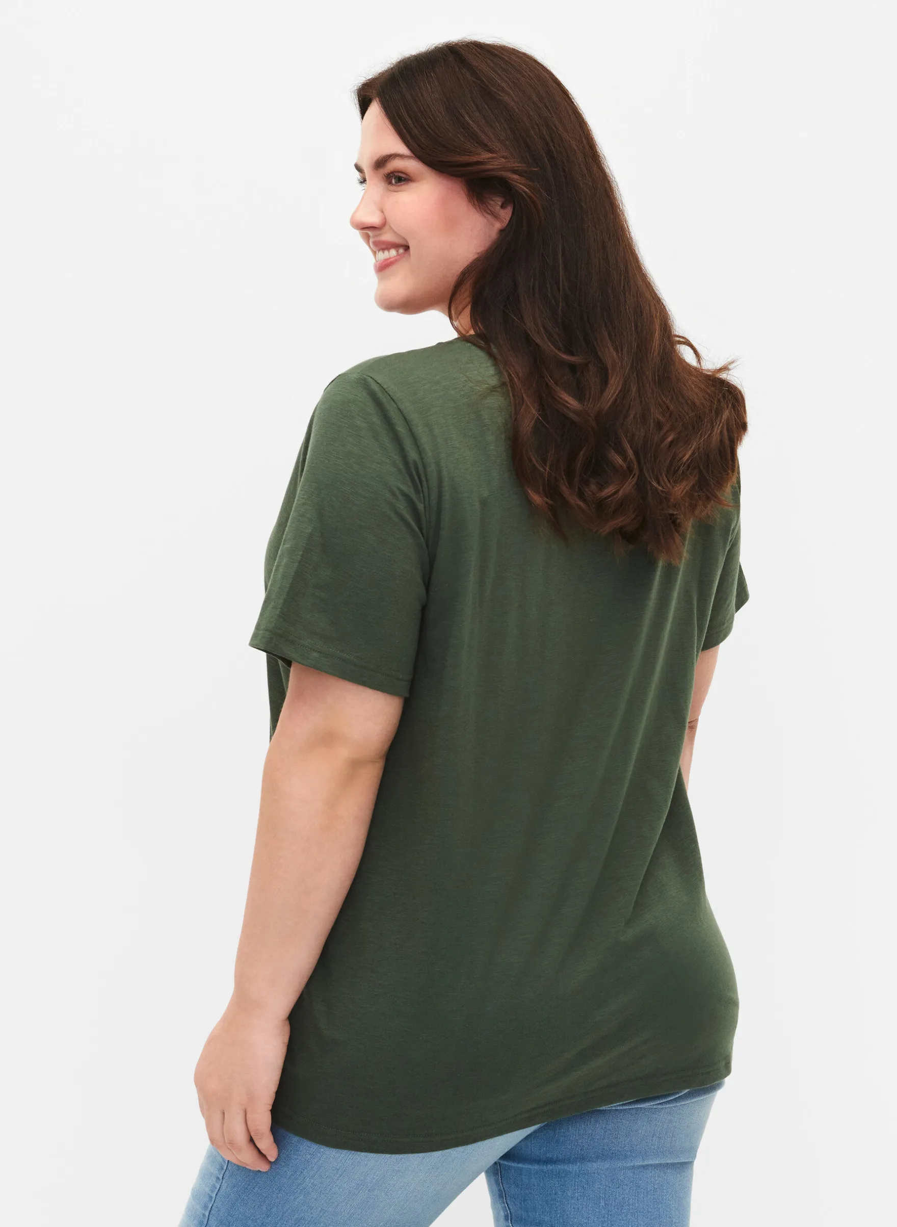 Kurzärmeliges Basic T-Shirt mit V-Ausschnitt