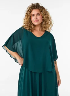 Kurzärmeliges Maxikleid in A-Linie