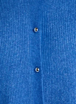 Kurzärmelige Strickjacke mit glänzenden Kugelknöpfen