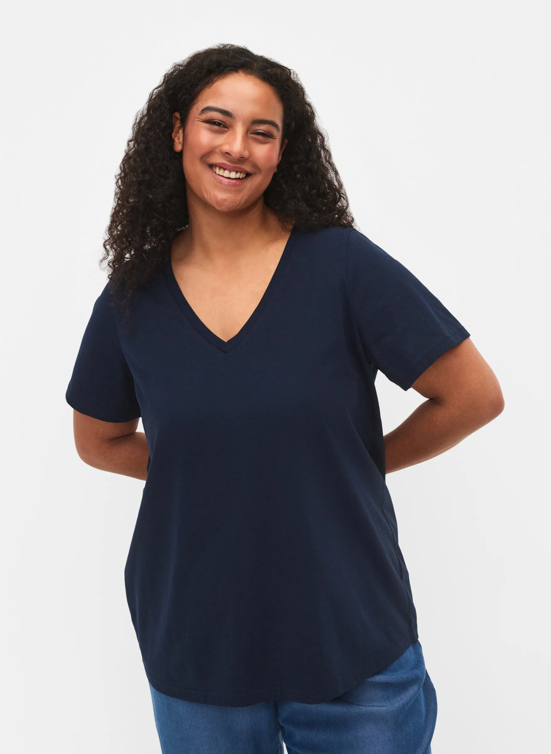 Kurzärmeliges T-Shirt mit V-Ausschnitt
