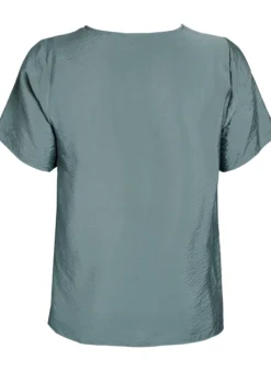 Kurzärmelige Viskosebluse mit Spitzenbesatz