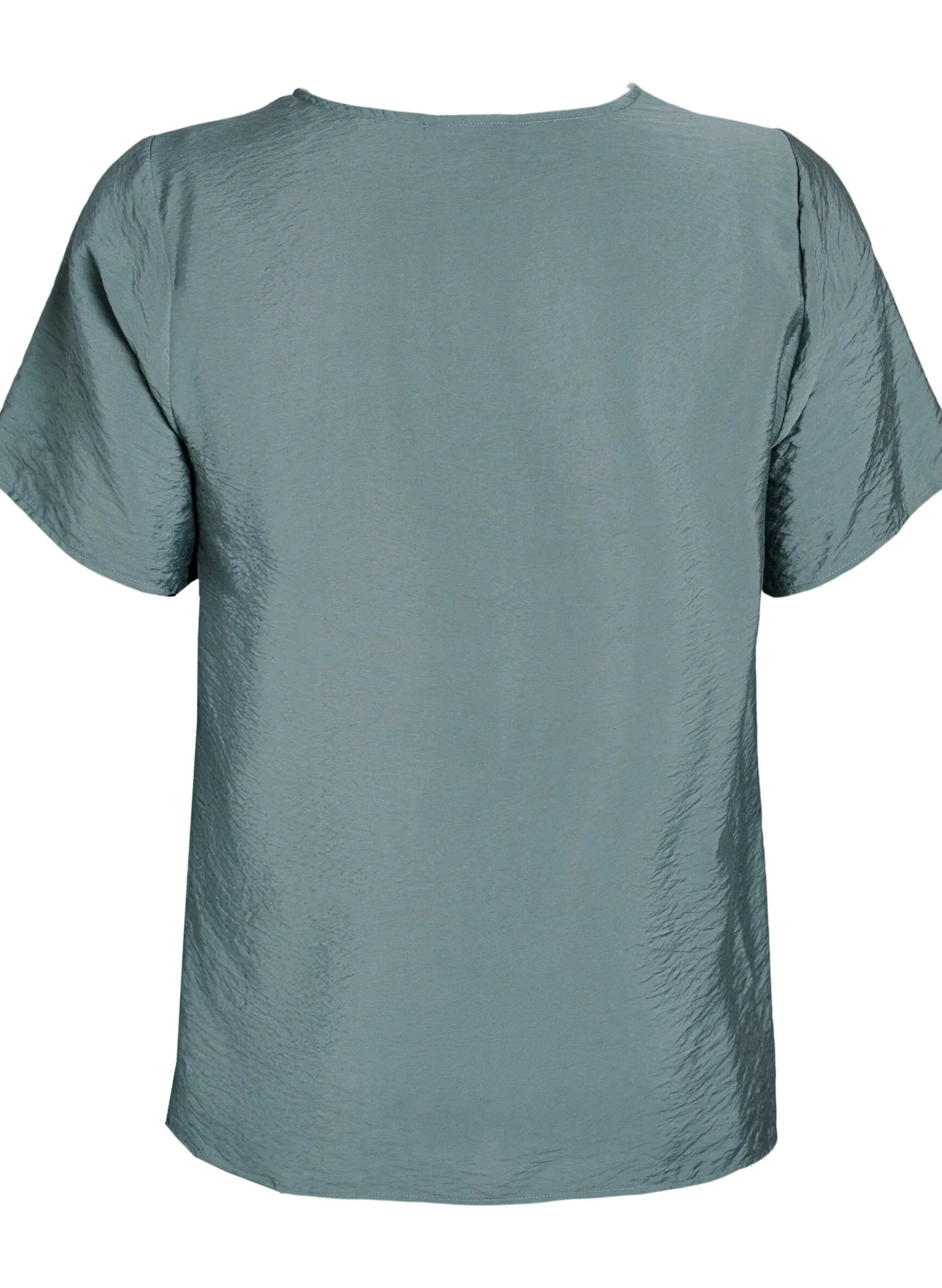Kurzärmelige Viskosebluse mit Spitzenbesatz