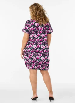 Kurzärmliges Baumwollkleid mit Aufdruck