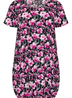 Kurzärmliges Baumwollkleid mit Aufdruck