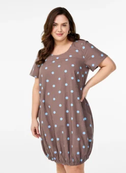 Kurzärmliges Baumwollkleid mit Aufdruck