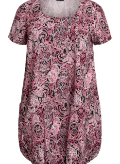 Kurzärmliges Baumwollkleid mit Aufdruck