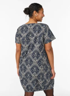 Kurzärmliges Baumwollkleid mit Print