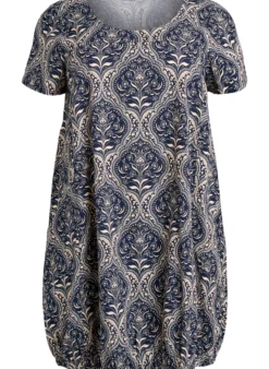 Kurzärmliges Baumwollkleid mit Print