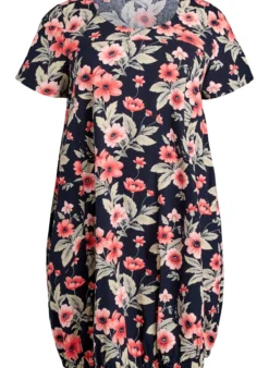 Kurzärmliges Baumwollkleid mit Print