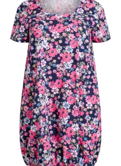 Kurzärmliges Baumwollkleid mit Print