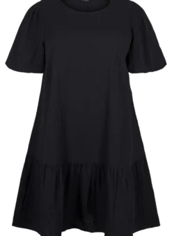 Kurzärmliges Kleid aus Baumwolle mit A-Linien-Schnitt
