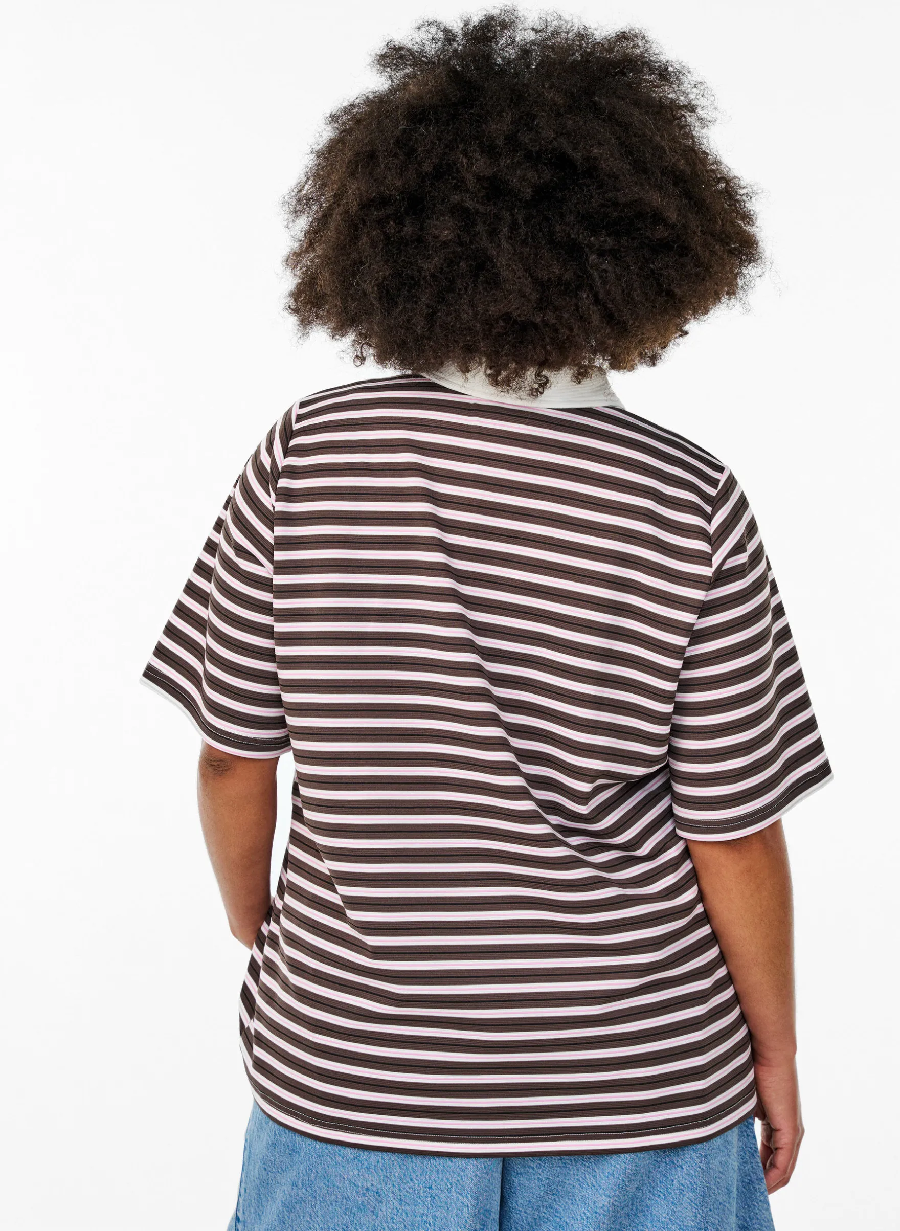Kurzärmliges Poloshirt mit Streifen und Reißverschluss