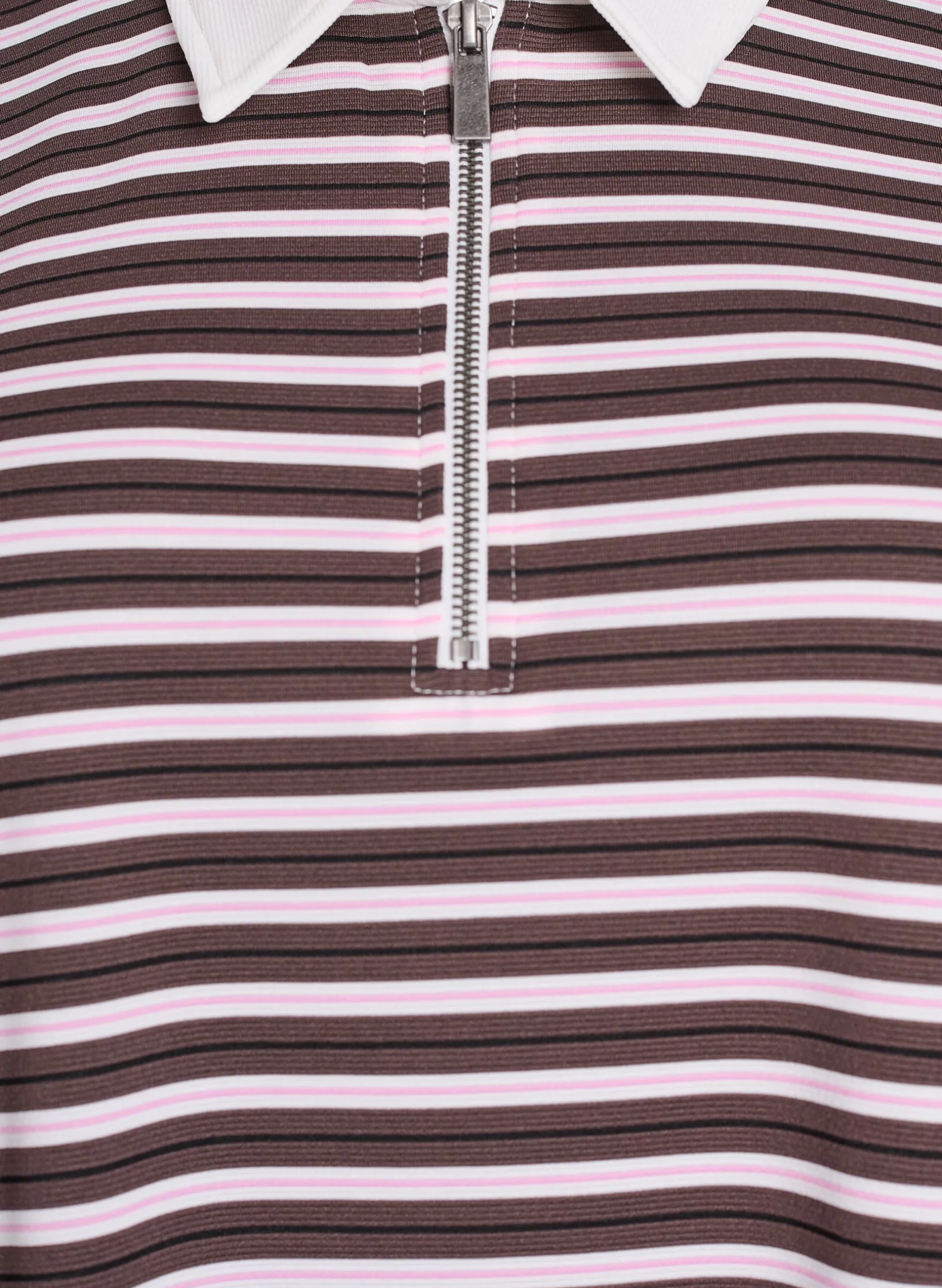 Kurzärmliges Poloshirt mit Streifen und Reißverschluss