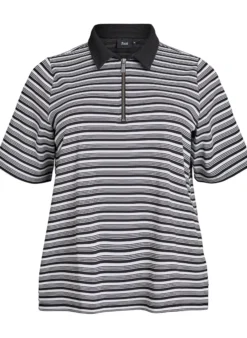 Kurzärmliges Poloshirt mit Streifen und Reißverschluss