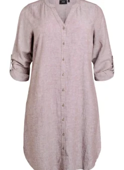 Lange Bluse aus Leinen und Viskose
