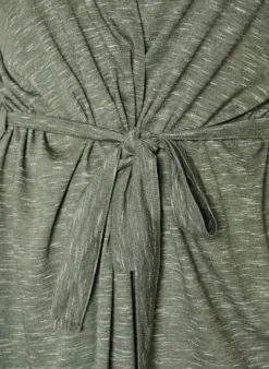 Lange Jersey-Strickjacke mit Bindegürtel