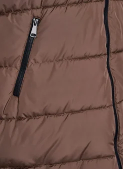 Langer Weste mit Kapuze und Taschen
