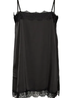 Langes Top aus Satin mit Spitzen