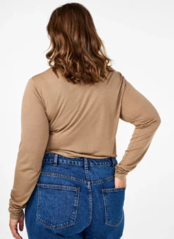 Langärmelige Bluse aus Wolle und Viskose