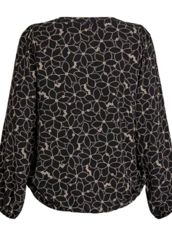 Langärmelige Bluse mit Blumenstickerei