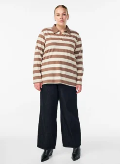Langärmeliges Poloshirt mit breiten Streifen