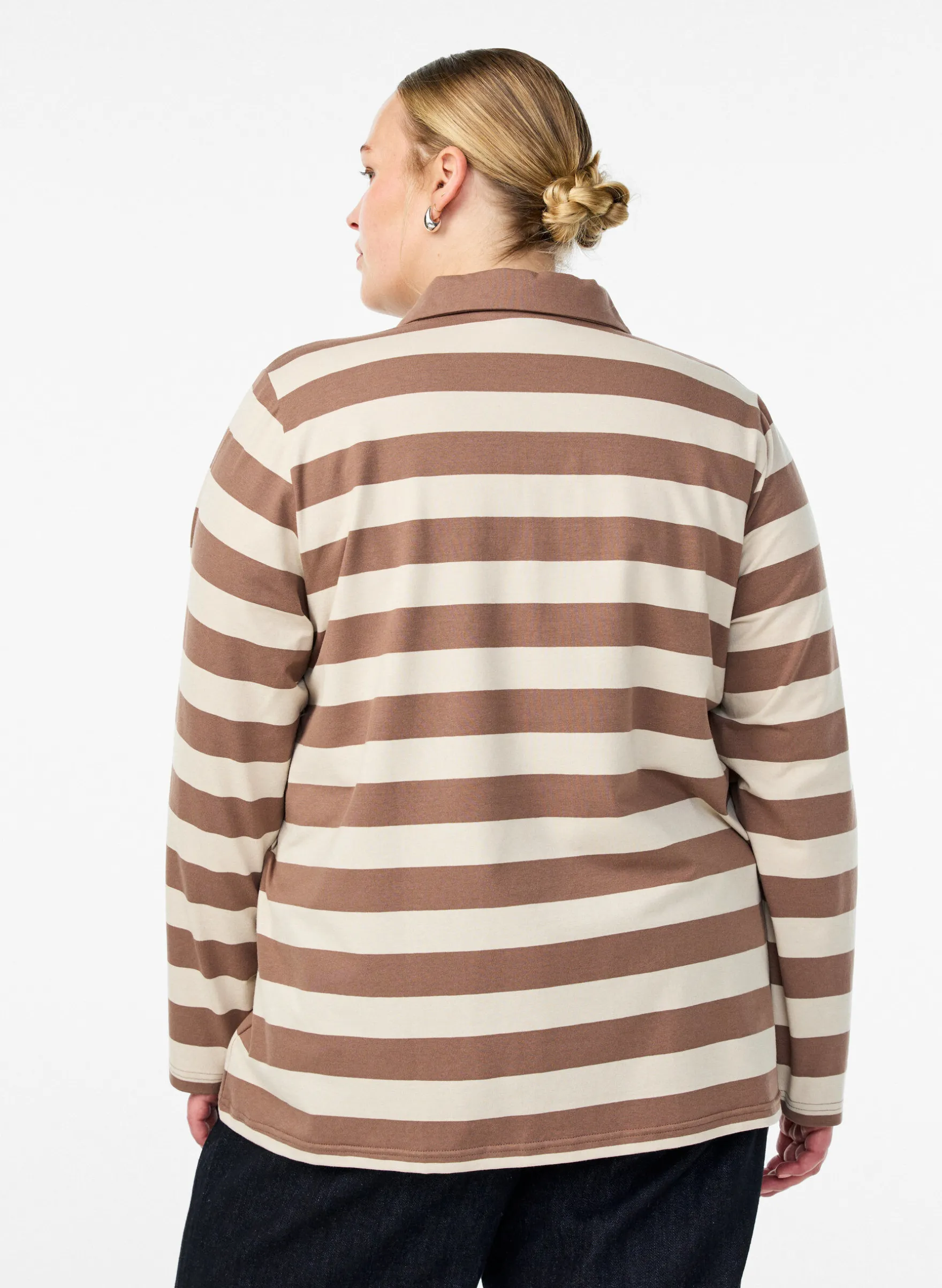 Langärmeliges Poloshirt mit breiten Streifen
